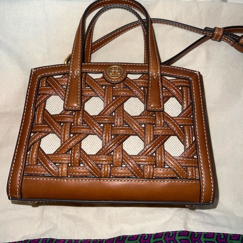 Tory Burch Walker Basket Weave Micro Satchel